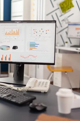 Woman looking at Google Analytics report