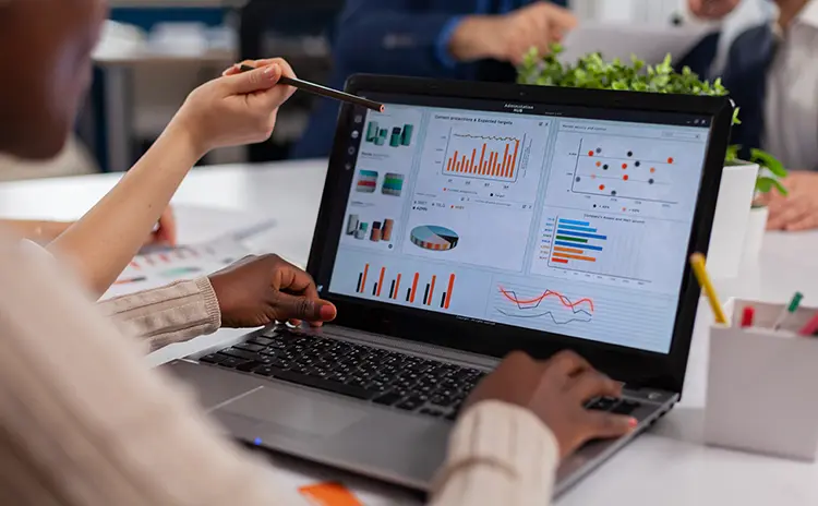 Specialist looking at analytics