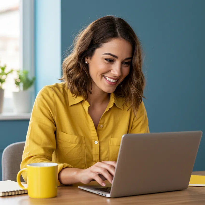 Woman looking at a great email marketing campaign